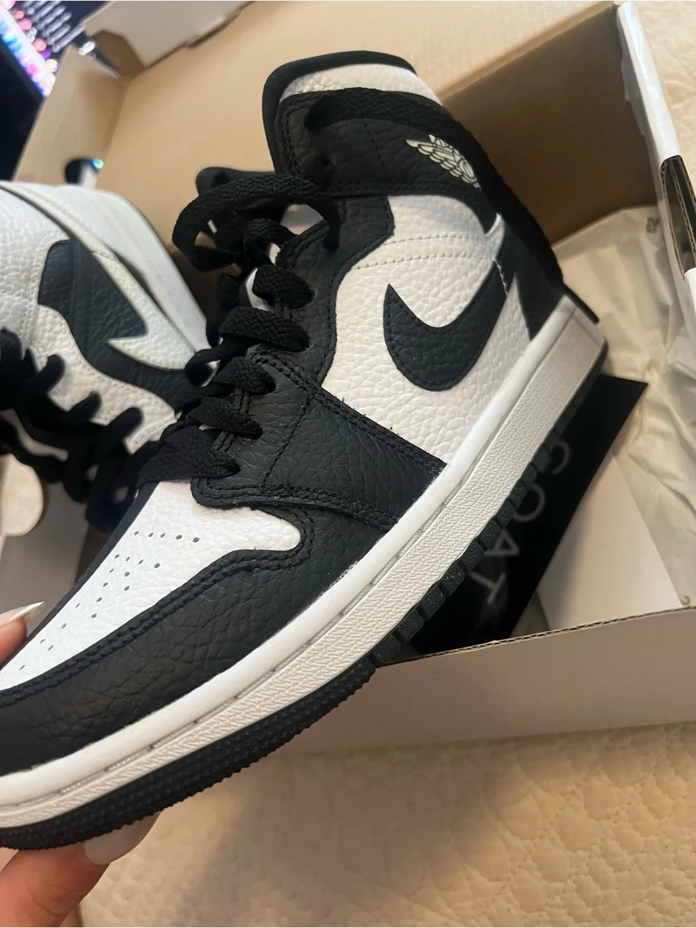 Nike Air Jordan 1 Mid “Black & White Split” Womens 8